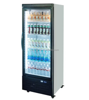 Réfrigérateur-congélateur commercial vertical 600L à porte vitrée, refroidissement par air, pour boissons, idéal pour les magasins de proximité