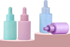 ขวดแก้วหยดสีชมพู ฟ้า เหลืองอำพัน สำหรับบรรจุเซรั่มบำรุงผิว น้ำมันหอมระเหย เป็นมิตรกับสิ่งแวดล้อม รีไซเคิลได้ ปรับแต่งโลโก้ได้ - Product Image 4
