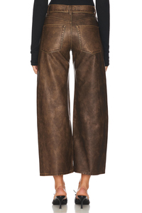 <span class=keywords><strong>Pantaloni</strong></span> Cargo <span class=keywords><strong>in</strong></span> <span class=keywords><strong>Pelle</strong></span> Marrone Personalizzati per Donne, Vita Alta, Gamba Larga, Chiusura Elastica, Casual, Antirughe, con Bottoni, Taglia XL - per l'Autunno - Product Image 2