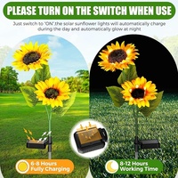 Nouveau Matériel Extérieur Étanche Paysage Décoratif Fleur Lampes Solaire LED Jardin Tournesol Piquet Lumières