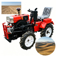 Mini-tracteur polyvalent 4x4 avec double charrue, moteur 15 CV, transmission par engrenages pour l'agriculture et l'horticulture à petite échelle