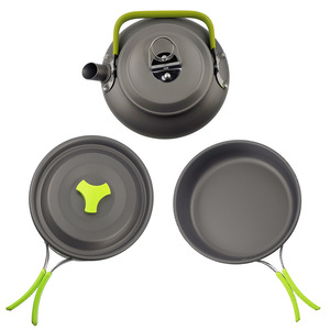 Offre Spéciale : Kit de Cuisine de Camping en Alliage d'<span class=keywords><strong>Aluminium</strong></span> pour 2-3 Personnes - Ensemble Complet avec Bouilloire 2.0-3.0L et 3 Bols, <span class=keywords><strong>Pelle</strong></span> en Bois Incluse - Product Image 4