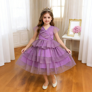 Gaun Pesta Anak Perempuan Elegan Musim Panas 2026 Model Berlapis-lapis dengan Renda untuk Anak-anak, Gaun Putri - Product Image 1