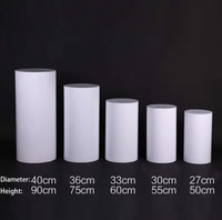 Lot de 5 supports cylindriques en métal, doré et argenté, colonnes rondes pour décoration de table de mariage, de fête ou de gâteau