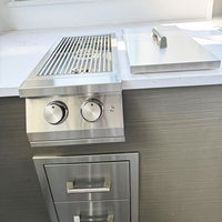 Îlot de cuisine extérieure de qualité supérieure avec barbecue intégré, brûleur à gaz naturel, cuisson sur gaz double côté, en acier inoxydable 30 000