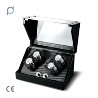 Boîte de 4 montres Boîte de remontoir de montre Smart Couple de luxe Boîte d'emballage de montre cadeau avec logo personnalisé avec 1 lumière LED sous chaque coupe de rotor