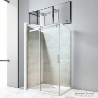 Cadre d'angle de douche en alliage d'aluminium pour hôtel, sur mesure, avec double roulement, pour porte vitrée carrée ou rectangulaire de 10 mm
