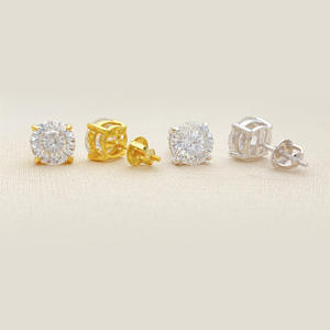 Portuguese Cut Moissanite <strong>Earrings</strong> 925 Sterling Silver White VVS 0.5/1ct Stud Moissanite 14K Planted <strong>Earring</strong> Fine Jewelry - Product Image 3