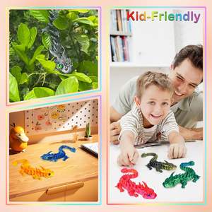 Juguete Antiestrés de Dragón Impreso en 3D de 12 Pulgadas, Rojo y Negro, con Ojos Vívidos, Flexible y Articulado, Decoración para Escritorio Ejecutivo, para Hogar y Oficina, Hecho de Plástico - Product Image 6