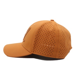 Casquette de golf unisexe orange à chevrons 6 panneaux avec logo brodé découpé au laser et imperméable pour les quatre saisons - Product Image 3