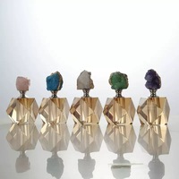 Nouveau produit lancement Agate Rose Quartz couvercle bouteille de parfum en cristal de Quartz naturel avec verre autres artisanat en cristal