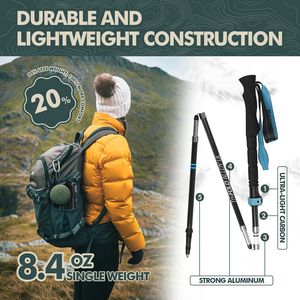 カスタムカーボンアルミニウム北欧折りたたみ式ハイキングポール軽量トレッキングポール男性 & 女性用フォームハンドル付き - Product Image 3