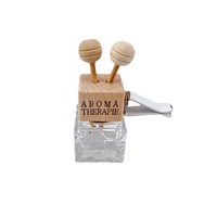 Diffuseur d'arômes liquide en verre cube d'eau diamant cristal pour voiture, clip de ventilation d'air, flacon d'huile essentielle en bois, diffuseur d'arômes