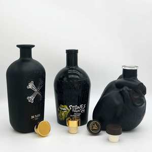 Carafe en liège 700 ml pour whisky XO Vodka Liqueur Spiritueux Unique Forme <span class=keywords><strong>de</strong></span> <span class=keywords><strong>coeur</strong></span> Bouteille en verre noir mat Brandy pour Cognac <span class=keywords><strong>Rhum</strong></span> - Product Image 6