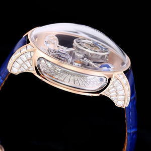 Reloj Mecánico para Hombre Astronomia Tourbillon con Diamante Moissanite, Esfera Giratoria con Globo Terráqueo, Correa de Cuero Azul - Product Image 3