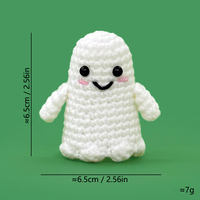 Vente en gros OEM Personnalisé Poupée fantôme d'Halloween au crochet, Amigurumi fantôme positif tricoté à la main avec chapeau de sorcière et carte de message amusante