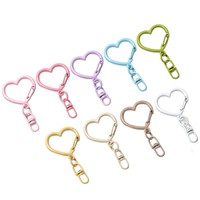 Mousqueton pivotant coloré en forme de cœur avec fermoir à ressort, crochet porte-clés, breloque de sac, pendentif bijou, accessoires pour la fabrication de jouets DIY