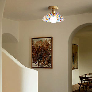 Plafonnier vintage en verre mosaïque turc, doré, semi-encastré, LED 7W E27, couloir, entrée, chambre à coucher, décoration intérieure - Product Image 2