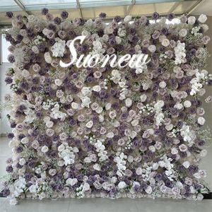 SN-FW05 3D 5D tăng Hoa Tường cuộn lên Hoa Tường Backdrop 8ft x 8ft Tím Hoa Tường Backdrop - Product Image 5