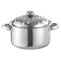 Ensemble de casseroles en acier inoxydable trois pièces, grande capacité, avec double poignée et couvercle en acier inoxydable
