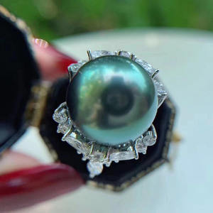 Anneau en argent S925 à faire soi-même, accessoire pour anneau féminin avec perle ronde de 10 à 12 mm, support vide pour cache-cernes 10155 - Product Image 4