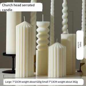 Lilin beraroma riak pilar putar Modern, lilin seni lilin kedelai geometris Nordik untuk dekorasi rumah pesta ulang tahun pernikahan hadiah - Product Image 4