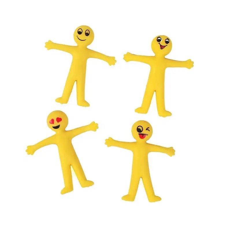 Sıcak satış gülen sarı küçük adam sıkı duyusal oyuncaklar streç TPR stres giderici oyuncaklar çocuklar ve yetişkinler için