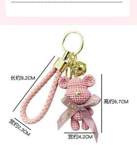 カスタム かわいい アニメ風 PVC 3D ベア キーホルダー 車のキーリング バッグチャーム ペンダント用 樹脂製 メタルキーチェーン リボン テディベア キーホルダー - Product Image 6