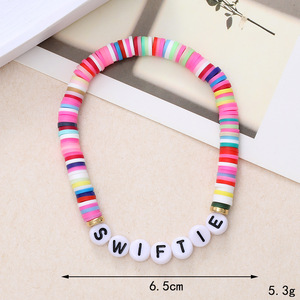 Bracelet en corde élastique avec lettres anglaises en céramique souple, tendance transfrontalière, nouveau, pour supporter Taylor, bracelet d'amitié - Product Image 5