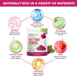 아르토아랩스 재고 보유 천연 비트 뿌리 추출물 분말 보충제 100% 순수 유기농 스프레이 건조 비트루트 주스 분말 남성용 - Product Image 2