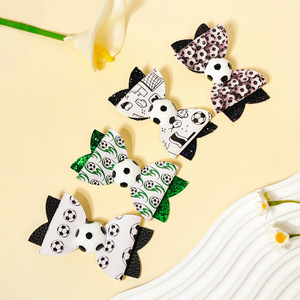 Pinza para el pelo con lazo y estampado de fútbol de la Copa <span class=keywords><strong>Mundial</strong></span> 2026, de cuero, accesorio deportivo para el pelo para niñas, regalo para aficionados al fútbol - Product Image 2