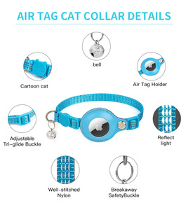 <span class=keywords><strong>Collar</strong></span> de <span class=keywords><strong>gato</strong></span> KingHon <span class=keywords><strong>Airtag</strong></span>, <span class=keywords><strong>collar</strong></span> reflectante de seguridad para mascotas con estampado de huella ajustable con campana para antipérdida con soporte <span class=keywords><strong>Airtag</strong></span> - Product Image 2