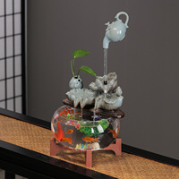 Fontaine d'intérieur en céramique suspendue, petite fontaine de bureau à circulation d'eau, nouveau style chinois, attirant la prospérité