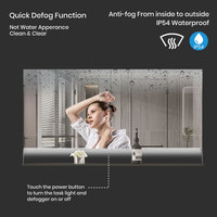 Miroir LED intelligent de salle de bain carré, moderne et luxueux, sur mesure, avec grossissement et lentilles argentées, pour hôtels, vente en gros, durable et lumineux