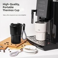Tasse de bureau en acier inoxydable 350 ml, dégradé rose et blanc, avec cordon, anti-fuite, couvercle à clapet, sans BPA, isolation thermique 6-12 heures