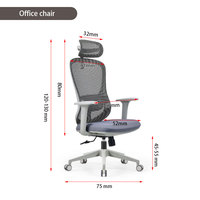 Chaise de bureau ergonomique contemporaine en maille à dossier haut avec appui-tête fixe pivotant pour usage professionnel et atelier