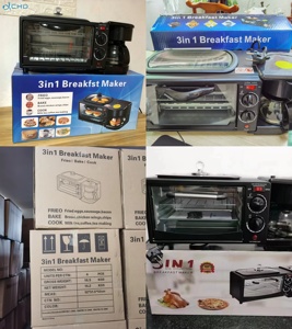 Juego de utensilios de cocina 3 en 1 para el hogar, sartén eléctrica multifuncional, cafetera, tostadora para desayuno para uso en exteriores, novedad - Product Image 4