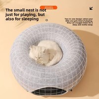 Nouveau Nid pour Chat Quatre Saisons Universel, Lit pour Chat en Forme de Donut Double Couche, Tunnel, Jouet pour Chat, Anti-adhérent aux Poils, Amovible, Solide, pour Intérieur