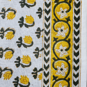 Mantel Floral amarillo Vintage, cubierta de algodón con estampado de bloque de mano, estilo Rural francés indio para comedor, boda, hogar - Product Image 1