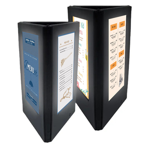 High Quality Black Display Table <b>Stand</b> 3 Views Digital Table Tent Menu <b>Book</b> Cover Table Lighting Menu Board <b>Holder</b> - Product Image 1