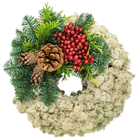 Couronne funéraire de Noël en mousse de renne stabilisée pour décoration de tombes et sites commémoratifs – Vente en gros de fleurs de Noël décoratives