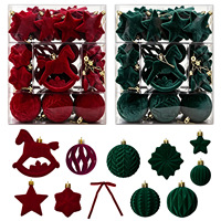Lot de boules de Noël vintage en velours floqué multi-tailles avec nœud pour décoration de table, petit sapin, fenêtre de maison