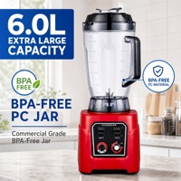 Mixeur Commercial Robuste 2500W 6L Sans BPA, Machine à Smoothies à Couple Élevé avec Moteur en Cuivre Pur pour Usage Domestique, Hôtelier et Véhicules Récréatifs