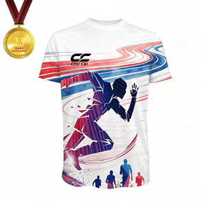 Individuell Bedrucktes Vintage T-Shirt Herren Sommerkleidung Linienkunst-Läufer Voll-Sublimation Schnelltrocknend Athletisches Sport-Kurzarmshirt - Product Image 1