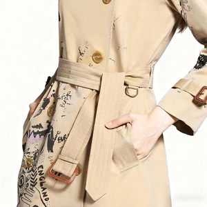 Boying personnalisé femmes longue ligne lâche <span class=keywords><strong>Trench</strong></span> manteau croquis Graffiti impression tissu imperméable veste coupe-vent personnalisé - Product Image 4