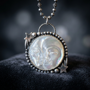 Superbe pendentif vintage en argent sterling 925 massif avec nacre naturelle de qualité AAAA, certifié par un tiers - Product Image 2
