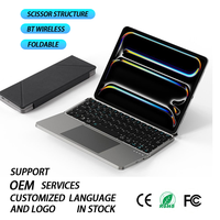 Nouveau clavier Bluetooth triple pliable avec pavé tactile, ultra-fin, rétroéclairage RGB, support détachable, rechargeable Type-C, compatible multi-appareils