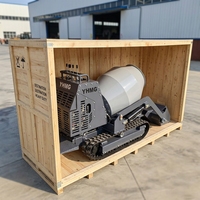 Vente en gros usine – Camion malaxeur à béton mini sur chenilles 300L, moteur Euro5, pompe hydraulique Eaton, auto-chargeur, livraison rapide