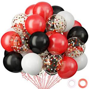 Kit d'arche de guirlande HSD, ballons rouges, noirs et blancs pour décorations d'anniversaire, de remise de diplôme, de classe, de course automobile et de poker - Product Image 4