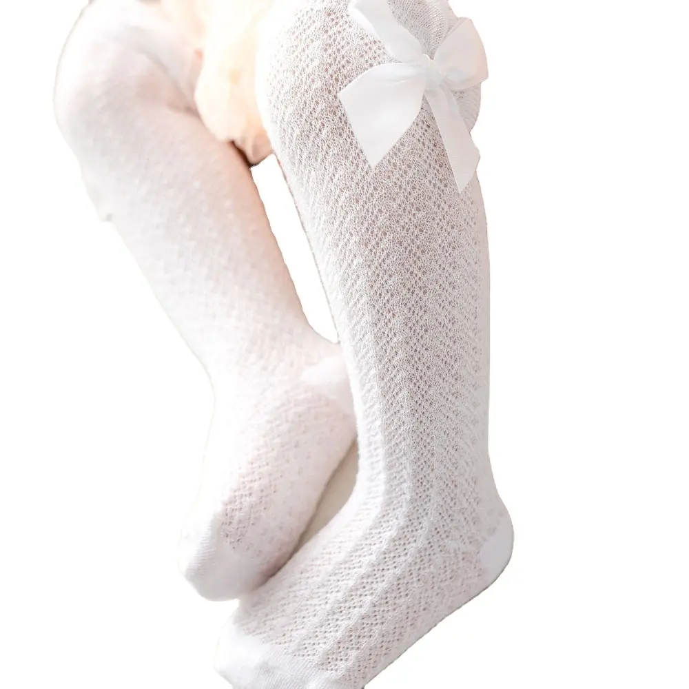 Kaus kaki anak-anak setinggi lutut kaus kaki bayi katun jaring tipis kaus kaki pita bayi obral besar 0-3 tahun musim semi dan musim panas rajutan standar